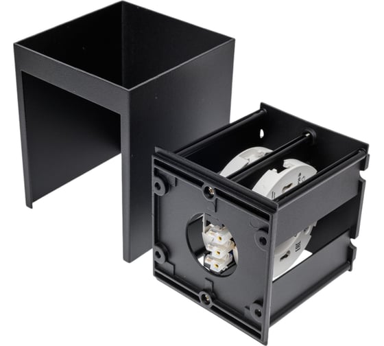 Фасадный светильник General Lighting Systems двойной GX53, 130х103х103мм,регулируемый угол рассеивания, металл, квадрат черный GWL-2GX53-M-IP20 661332