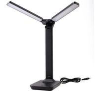 Настольный светильник Ultraflash UF-819 C02 черный, Led, 12Вт, 6000К, 3ур.яркости, 2 плафона, кожа 15164