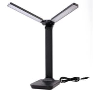 Cветильник настольный Ultraflash UF-819 C02 черный (Led, 12Вт, 6000К, 3ур.яркости, 2 плафона, кожа) 15164