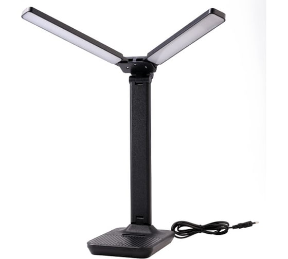 Настольный светильник Ultraflash UF-819 C02 черный, Led, 12Вт, 6000К, 3ур.яркости, 2 плафона, кожа 15164