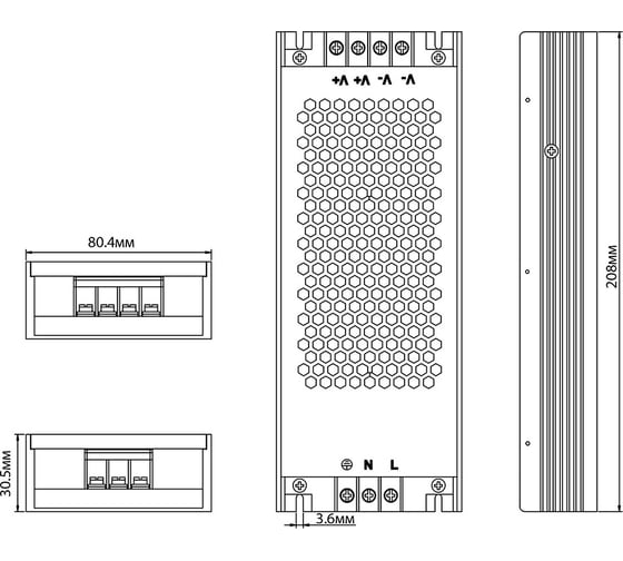 Электронный трансформатор FERON для светодиодной ленты 400w 48v 210x81x30мм ip20 (драйвер), lb049 48804