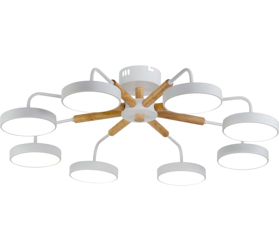 Потолочная люстра RITTER LED диммер MATTINO ДУ 3 режима O800x200 136Вт 2700/4200/6400 48м бел/дерево, 51660 0