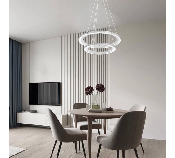 Потолочная люстра RITTER LED диммер LUCIDO с ДУ, 3 режима, O500x1000, 200Вт, 60м, белый, , 52932 7