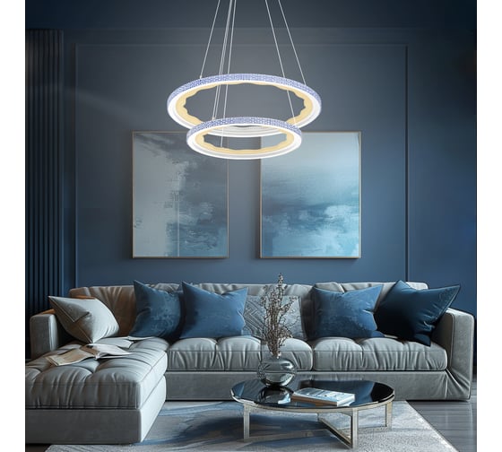 Потолочная люстра RITTER LED диммер LUCIDO с ДУ, 3 режима, O500x1000, 200Вт, 60м, белый, , 52932 7