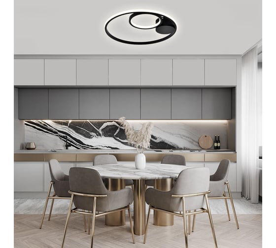 Потолочная люстра RITTER LED диммер SNELLO ДУ 3 режима D450x70 60Вт 2700/4200/6400 10м чер 51655 6