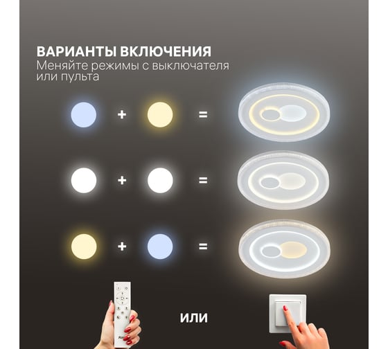 Люстра RITTER LED диммер GALASSIA с ДУ 3 режима 480x60 80Вт 2700+6400/4200/6400+2700 30м бел 51579 5