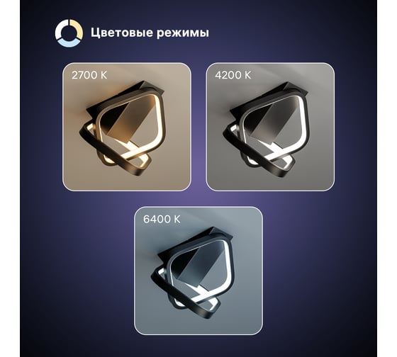 Потолочная люстра RITTER LED диммер FALENA 3 режима 220x200x225 30Вт 2700/4200/6400 6м чер 51653 2