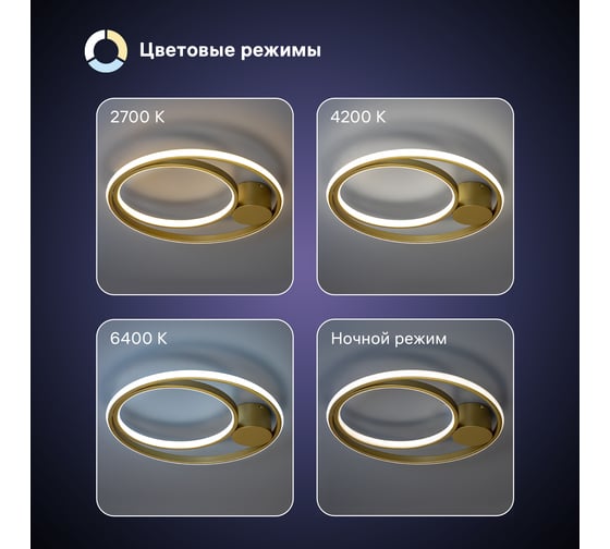 Потолочная люстра RITTER LED диммер SNELLO ДУ 3 режима D455хH70 72Вт 2700K/4000K/6400K 29м зол 51625 9