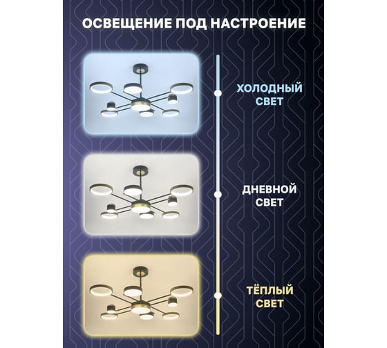 Потолочная люстра RITTER LED диммер NOTTE ДУ 3 режима O1100x415 90Вт 2700К/4200К/6400К 31м чер/зол 51630 3