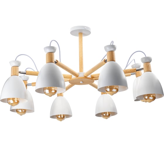 Потолочная люстра RITTER, VOLANTE, 900x430, 16м, 8хЕ27, металл, белый/дерево, , 52596 7