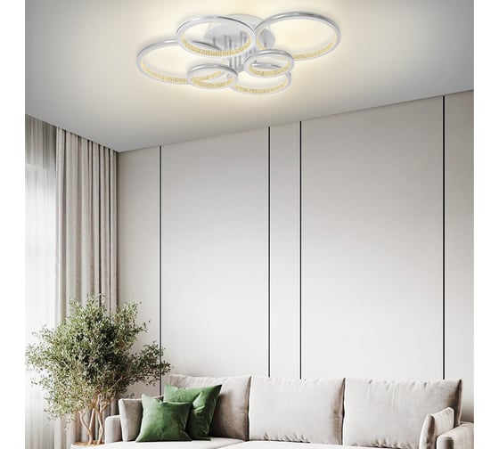 Потолочная люстра RITTER LED диммер LUCIDO ДУ 735x575x170 126Вт 2700K/4200K/6400К 41м бел/сереб 51648 8