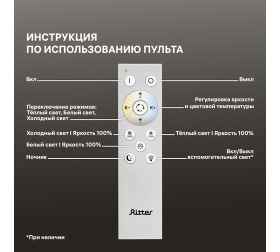 Люстра RITTER LED диммер GALASSIA с ДУ 3 режима 475x55 68Вт 2700+6400/4200/6400+2700 23м бел 51581 8