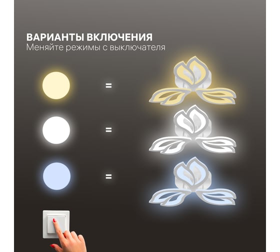 Потолочная люстра RITTER LED диммер LEGANTE 3 режима 48Вт 2700/4200/6400 22м бел 51664 8