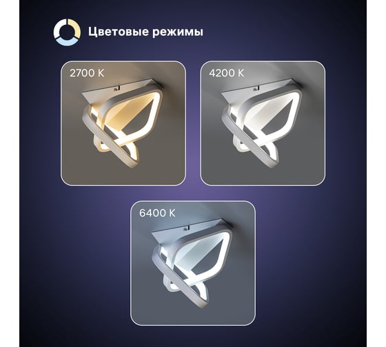 Потолочная люстра RITTER LED FALENA 3 режима 220x205x215 30Вт 2700/4200/6400 8м бел 51652 5