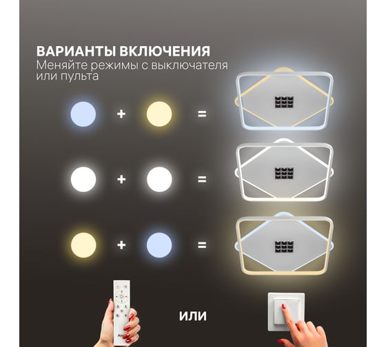 Люстра RITTER LED диммер GALASSIA с ДУ 3 режима 485x485x65 78Вт 2700+6400/4200/6400+2700 29м бел 51585 6