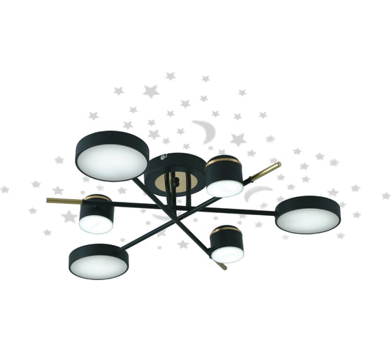 Потолочная люстра RITTER LED диммер NOTTE ДУ 3 режима O730x160 84Вт 2700К/4200К/6400К 28м чер/зол 51631 0