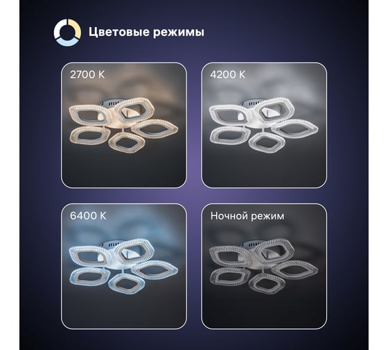 Потолочная люстра RITTER LED диммер LOSANGA с ДУ 3 режима O535x75 68Вт 21м белый 52925 9