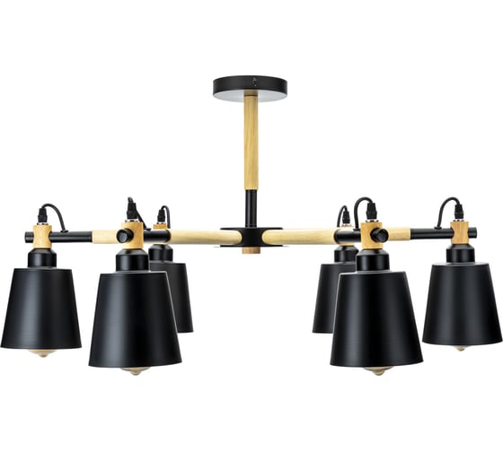 Потолочная люстра RITTER, VOLANTE, 780x430, 12м, 6хЕ27, металл, черный/дерево, , 52448 9