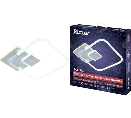 Люстра RITTER LED диммер ECLIPSE с ДУ 3р 400x65 78Вт 2700+6400/4200/6400+2700 30м бел 51619 8 1