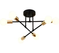Люстра Балтийский светлячок 6 рожков без плафонов, черно-золотая L-06CHZ
