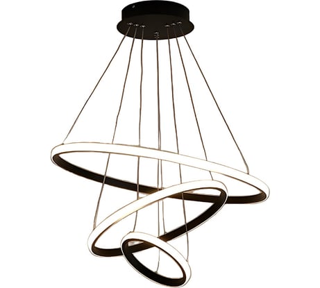 Подвесная сетодиодная люстра Балтийский светлячок черная 3 кольца PL-60CH