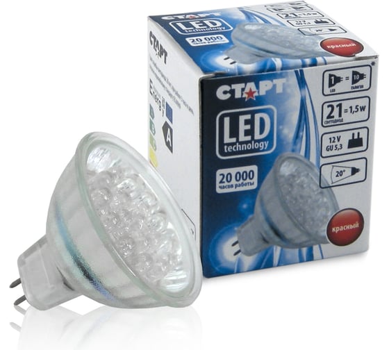 Светодиодная декоративная лампа СТАРТ LED12V/MR16GU5.3 21red