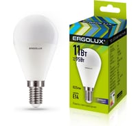 Электрическая светодиодная лампа Ergolux LED-G45-11W-E14-6K Шар 11Вт E14 6500K 13629