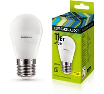Электрическая светодиодная лампа Ergolux LED-G45-11W-E27-3K Шар 11Вт E27 3000K 13630