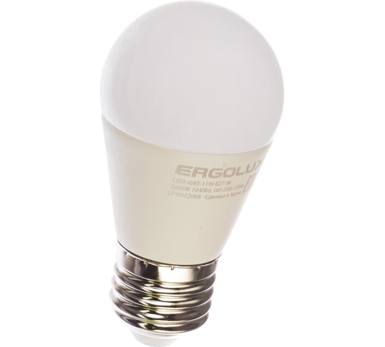 Электрическая светодиодная лампа Ergolux LED-G45-11W-E27-3K Шар 11Вт E27 3000K 13630