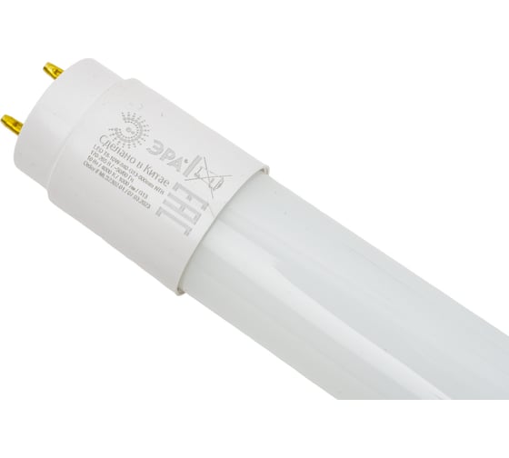 Светодиодная лампа ЭРА red line led t8-10w-840-g13-600mm ntb g13, неповоротный, 10вт, трубка, стекло, нейтральный белый свет Б0056904