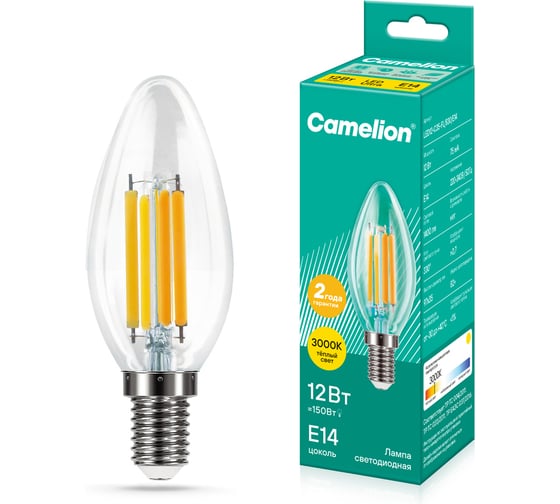 Светодиодная лампа Camelion LED12-C35-FL/830/E14 12Вт 220В 13708