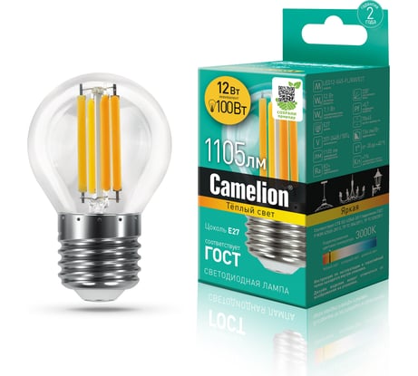 Светодиодная лампа Camelion LED12-G45-FL/830/E27 12Вт 220В 13714