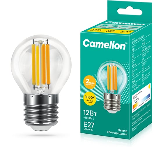 Светодиодная лампа Camelion LED12-G45-FL/830/E27 12Вт 220В 13714