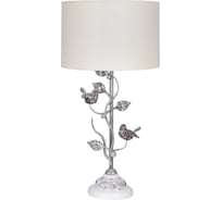 Настольный светильник BOGACHO Терра Spring белого цвета с абажуром бежевого цвета СБ-189/АйсБл/Винтаж2/АС