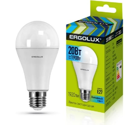 Электрическая светодиодная лампа Ergolux LED-A65-20W-E27-4K ЛОН 20Вт E27 4500K 13183