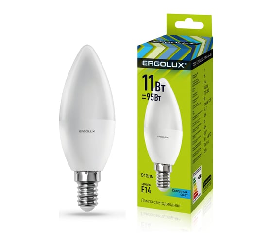 Электрическая светодиодная лампа Ergolux LED-C35-11W-E14-4K Свеча 11Вт E14 4500K 13619 1