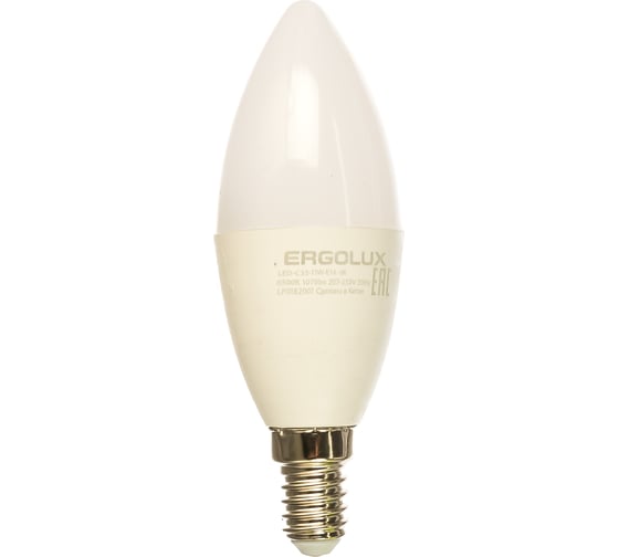 Электрическая светодиодная лампа Ergolux LED-C35-11W-E14-6K Свеча 11Вт E14 6500K 13620