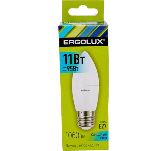 Электрическая светодиодная лампа Ergolux LED-C35-11W-E27-4K Свеча 11Вт E27 4500K 13622