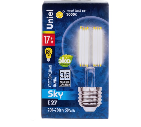 Светодиодная лампа Uniel LED-A70-17W/3000K/E27/CL PLS02WH Форма A, прозрачная UL-00004870