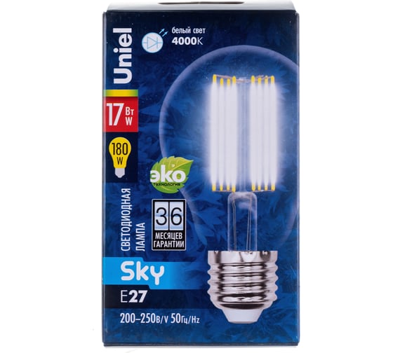 Светодиодная лампа Uniel LED-A70-17W/4000K/E27/CL PLS02WH Форма A, прозрачная UL-00004871
