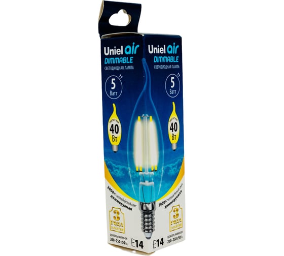 Светодиодная диммируемая лампа Uniel LED-CW35-5W/WW/E14/CL/DIM GLA01TR UL-00002863