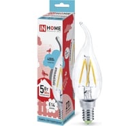 Светодиодная лампа IN HOME LED-СВЕЧА НА ВЕТРУ-deco 5Вт 230В Е14 4000К 450Лм 4690612007632