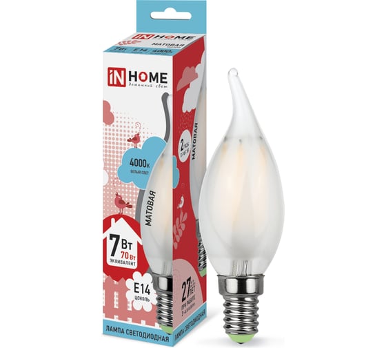 Светодиодная лампа IN HOME LED-СВЕЧА НА ВЕТРУ-deco 7Вт 230В 4690612006833 1