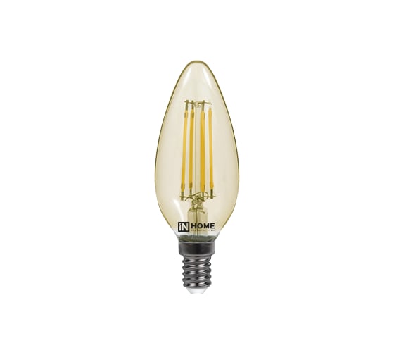 Светодиодная лампа IN HOME LED-СВЕЧА-deco 7Вт 230В Е14 3000К 630Лм золотистая 4690612007540 1
