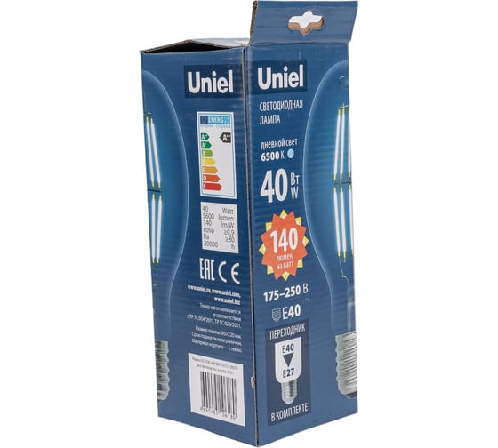 Лампа светодиодная Uniel LED-ED90-40W/DW/E40/CL GLP05TR прозрачная UL-00003763