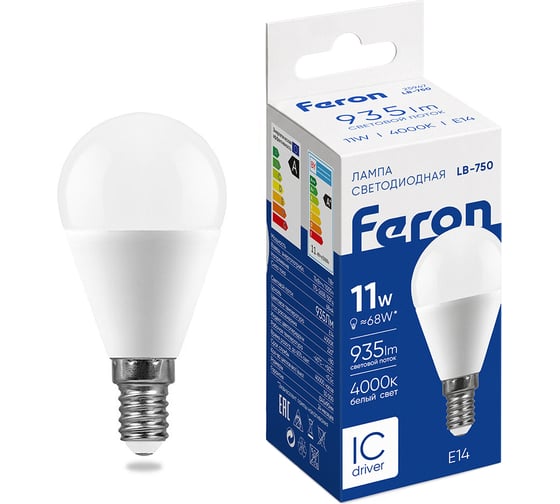 Светодиодная лампа FERON 11W 230V E14 4000K, LB-750 25947