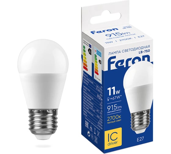 Светодиодная лампа FERON 11W 230V E27 2700K, LB-750 25949