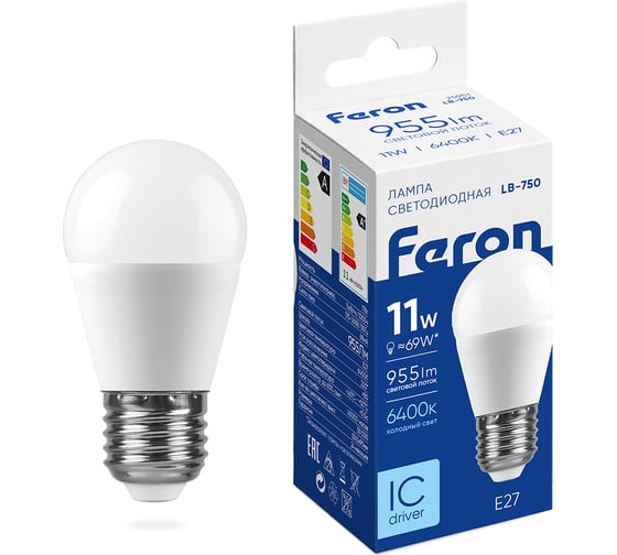 Светодиодная лампа FERON 11W 230V E27 6400K, LB-750 25951