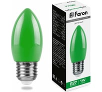 Светодиодная лампа FERON 1W 230V E27 зеленый, LB-376 25926