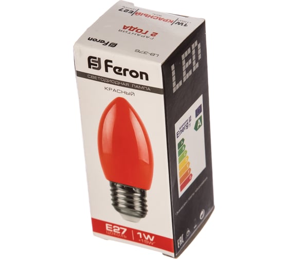 Светодиодная лампа FERON 1W 230V E27 красный, LB-376 25928
